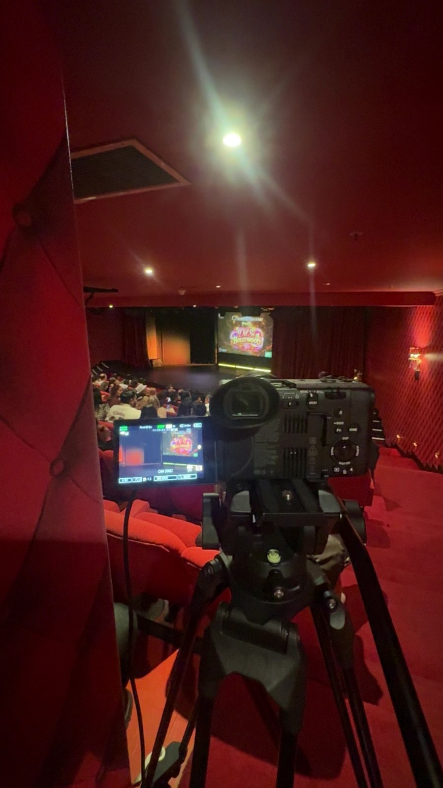 Ether Ent. crew filming on location at a cinema event